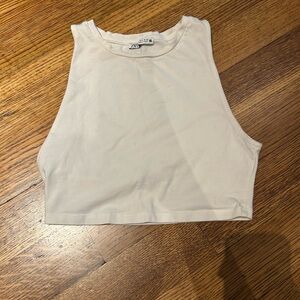 Zara White Sleeveless Crop Tank Top